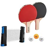 GEWO Midi Schlägerset - Tischtennisschläger-Set mit Zwei kleineren Schlägern und DREI Bällen - 2 Schläger mit verkleinertem Griff und Schlägerblatt sowie Tischtennis-Trainingsbälle, 18,5 x 11cm