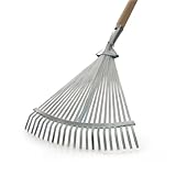 Laubbesen verstellbar mit Holzstiel Buche 160 cm sehr robust Fächerbesen verzinkt mit 22 Zinken