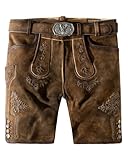 Stockerpoint Herren Lederhose Bertl I Größe 44-64 I Bequeme Trachtenhose in edler Hirschoptik mit Gürtel I Aus 100% hochwertigem Wildbockleder I Perfekt für Trachten & Festlichkeiten