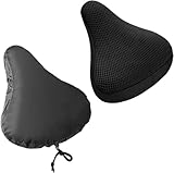 Fahrradsattel Überzug, 2er Set Schwarz, Gepolsterter Sattelbezug für Fahrrad, Atmungsaktiver und Rutschfester Sitzbezug für Rennrad, Mountainbike und E-Bike