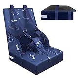 SUBTLETY Boostersitze Mobiler Kindersitz Tragbare Sitzerhöhungen mit 5-Punkt Sicherheits Schnalle, 8cm Sitzkissen & Rückenlehnen Klappbare Reisehochstuhl Baby Sitzhilfe für Zuhause Unterwegs (Blau)