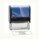 Personalisierter Stempel stempelfritz Gr.3 direkt hier Erstellen – selbstfärbender Firmenstempel, Adressstempel, Namensstempel oder Lehrerstempel – Gehäuse Schwarz-Blau, 58x22mm, max. 6 Zeilen