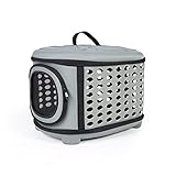 Faltbare Katzen Transportbox, Faltbare Katzentragetasche, Katzen Tragebox Öffnung Oben, Transporttasche für Katze/Kleine Hunde, Katzentransportbox Katzentransporttasche mit Weich Matten(Grau)