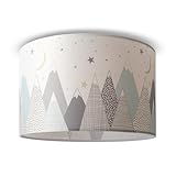 Paco Home Hängelampe Kinderzimmer Deckenlampe Pendelleuchte Babyzimmer Pendellampe Versch. Motive Jungen Mädchen E27, Farbe:Design 7 (Ø45,5 cm), Leuchtenart/Farbe:Deckenleuchte - Weiß