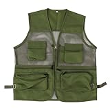 Mesh Angelweste, Herren Damen Langlebige Atmungsaktive Leicht Polyester Multi Pocket Outdoor Weste Sommerweste Fotografie Reisen Wandern Weste Jacke Netzweste für Arbeiten Safari Angeln Reisen