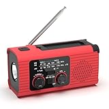 Ruaen Notfallradio Kurbelradio Multifunktions-AM/FM/Solar-Kurbel-Notfallradio SOS-Alarm 4000 MAh Rot