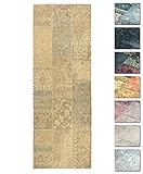 TESSO LIVING Kelim Patchwork Teppich Wohnzimmer Senfgelb 80 X 290 cm, Moderner Kurzflor Teppich, Super Soft, Formen verfügbar