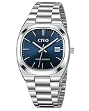 CIVO Uhren Herren Edelstahl Armbanduhr: Casual Analog Quarz Herren Uhr mit Leuchtend Datum - Business Wasserdicht Silber Blau Uhren für Männer