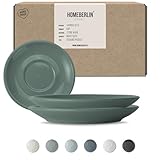 HOMEBERLIN® Untertassen Set | passend für 200ml Design Cappuccino Tassen Set | Untertasse aus hochwertigem Steingut | 100% Handfertigung | Saucer (2pcs, Green)