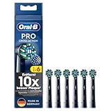 Oral-B Pro CrossAction Aufsteckbürsten für elektrische Zahnbürste, 6 Stück, überlegene Zahnreinigung mit innovativen X-förmigen Borsten, Original Oral-B Zahnbürstenaufsatz, Made in Germany, schwarz