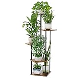 Bamworld Pflanzenständer Blumenständer indoor 5 Etagen Pflanzenregal Blumentreppe Metall Outdoor Balkon Deko Schlafzimmer Blumentopf Zimmerpflanzen Pflanztisch (braun)