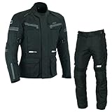Motorradanzug Herren Zweiteiler Textil Kombi Motorradjacke + Motorradhose Mit Sicherheitsprotektoren,Textil Motorradkombi 2-teilig Herren,Motorradjacke und Hose mit Protektoren (BLACK, 4XL)