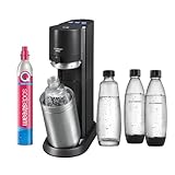 SodaStream elektrischer Wassersprudler E-DUO mit Quick-Connect CO2-Zylinder| inkl. 1x 1L Glasflasche und 2x 1L FUSE Kunststoffflasche (spülmaschinengeeignet) | Farbe: Titan