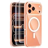 MOONESS Crystal Clear für iPhone 17 Pro Max Hülle mit 2 Schutzfolie, Kompatibel mit Magsafe,Kratzfest Transluzente Rückseite Vollständiger Kameraschutz Dünn Handyhülle - Transparent