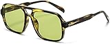 TOFBS Retro Aviator Sonnenbrille Doppelsteg Schildpatt Rahmen Vintage Pilotenbrille Klassisch Quadratisch Uv Schutz Damen