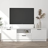 Myheimly TV Schrank Lowboard TV Möbel Fernsehschrank Fernsehtisch TV Board Fernsehmöbel HiFi Schrank Wohnzimmer 140x35x40 cm Holzwerkstoff Weiß