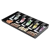 Kasse Geldschublade, 41.00 * 25.00 * 4.00cm Kasseneinsatz für Schubladen mit 9 Rastern Herausnehmbare Cash Tray Schublade Register Einsatz Kassenschublade mit 5 Scheinen und 4 Münzenschublade
