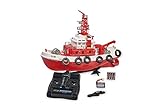 Carson 500108033 108033 Feuerlöschboot TC-08 – ferngesteuertes Feuerwehrboot mit Spritze, RTR, 3-Kanal 2.4 Ghz Fernsteuerung, 20 Minuten Fahrzeit, inkl. Batterien, Rot