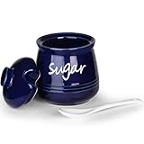 HAOTOP Zuckerdose mit Deckel und Löffel, Keramik-Zuckerdose, Zuckerdose, Kaffee-Bar-Zubehör, Küchenarbeitsdosen (Marineblau)
