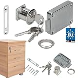 KOTARBAU® Möbelschloss Regulierbar 15 – 40 mm Links und Rechst Aufschraubschloss mit 3 Schlüssel Zylinder-Möbelschloss Schrankschloss Schloss Schubladenschloss Nickel