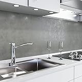danario Küchenrückwand selbstklebend - 3D-Optik - Spritzschutz Küche - versteifte PET Folie - 0,75 mm - Beton dunkel - 60cm x 220cm