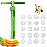 REBECASKYENS Tonpressen Clay Handwerk, Edelstahl Zuckerpaste Extruder, Fondant Presse mit 20 Formen, Dekoration Werkzeug Backen Baking Tool