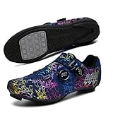 YIENHUI Fahrradschuhe Für Herren Und Damen – Atmungsaktive Indoor- Und Outdoor-Fahrradtrainer, rutschfeste Gummisohle, No-Lock-Flat-Pedal-Sneaker, Komfortable Spin-Bike-Sneaker-Dark Blue||Numeric_40