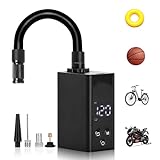 Fahrradreifenpumpe mit Manometer, 120 PSI Rennradpumpe, tragbar, intelligente Luftdruckerkennung und automatischer Stopp, Mini-Fahrradpumpe mit Presta- und Schrader-Ventiladapter für Mountainbikes,