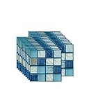FBBULES 20PCS Fliesenaufkleber PVC, Fliesen Klebefolie Selbstklebend Wasserdicht Fliesensticker für Küche Badezimmer Fliesendekor Wandaufkleber Mosaikstil Blau (10x10 cm/4x4 Zoll)