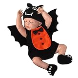 Generisch Kleinkind-Säuglings-Baby-Jungen-Halloween-Fledermaus-weicher-Strampler-Overall-Sets mit Flügelhut 3-teiliges Set-Kostüme Maus Strampler Junge Kostüm Kinder Halloween Kinder Kostüm