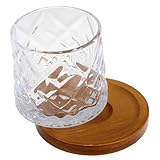 Amosfun 1 Set Rotierendes Whiskyglas Mit Holzsockel Klassischer Tumbler Für Whisky Transparentes Barzubehör Für Pub KTV Und Bar 280ml