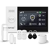 XNY Voller Touchscreen Funk Alarmanlage Haus,4G Haus Alarmanlage Komplett Set, WLAN Alarmanlage Wohnung mit APP Alarm, 8-Stück-Kit (Fenster Tür Sensoren, Bewegungsmelder, Fernbedienungen, Sirene)