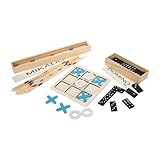 GICO Domino Spiel Mikado Spiel und Tic Tac Toe Reisespiel Set mit DREI klassichen Spielen aus Holz für Kinder und Erwachsene - 7966