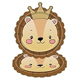 Lbvzxkad Dschungeltier-Thema, Pappteller, Tier-Einwegteller, Besteck-Set für Wildtier-Thema, Baby-Taufe, Löwe