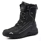 ROOKMARK Schneestiefel für Herren Warm Gefüttert Winterstiefel Wasserdicht Trekking Wanderschuhe Atmungsaktive schneedicht, strapazierfähig, Laufsohle Gummi (422-schwarz,45)
