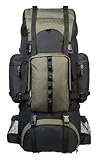Amazon Basics - Wanderrucksack mit Innengestell und Regenschutz, 65 L, Grün