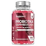 Probiotika Gummibärchen mit Inulin - 90 vegane Stück mit Bakterienstämmen Bacillus Coagulans - Kulturen Komplex - 2 Milliarden KBE - Natürlicher Erdbeeren- & Vanillegeschmack - WeightWorld
