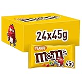 M&M's Peanut, Schokoladen Großpackung als Halloween Schokolade, 24 x 45g, Erdnussgeschmack Schokolinsen als Halloween Süßigkeiten, Schokoladen Geschenk (1080g)
