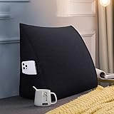 Johnear Rückenkissen Leinen Bücherkissen Lesekissen Bettkissen Lendenkissen für Sofa Rückenlehne Keilkissen Kopfenden Couch Dreieckige Kopfkissen Bettkeile Stützkissen(Dunkelgrau，45cm)