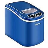 COSTWAY Eiswürfelmaschine 12KG/24H, Ice Maker 9 Eiswürfel in 6-13min, Eismaschine 2,2L Wassertank, Eiswürfelbereiter 2 Eiswürfelgrößen inkl. Schaufel, 25x36x33cm (Blau)