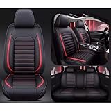 ZQYCD Full Set Auto Sitzbezüge Für Renault Captur II 2019 2020 2021 2022 2023, Wasserdichter Leder-Autositzbezug Verschleißfest Sitzschoner Universal Innenraum Zubehör,C/Black Red