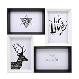 Homoyoyo Vierfach Bilderrahmen aus Sicherem Material Collage Fotorahmen zum Aufhängen und Stellen für Wohnzimmer Schlafzimmer und Büro