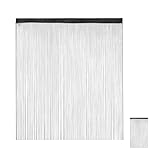 Relaxdays Fadenvorhang schwarz, kürzbar, Tunneldurchzug, für Türen & Fenster, waschbar, Fadengardine, 145x245 cm, Black