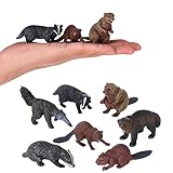 JOKFEICE Tierfiguren - 7 Stück realistische Waldtiere Figuren- Beinhaltet Dachs, Biber, Ameisenbär, Vielfraß - Pädagogisches Lernspielzeug Geburtstag Weihnachten Geschenk für Kinder