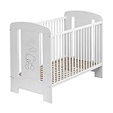 Best For Kids Gitterbett in 3 Farben mit 10 cm Matratze aus Schaumstoff TÜV Zertifiziert Geprüft, Kinderbett Babybett weiß 4 Teile (Weiß mit Matratze)