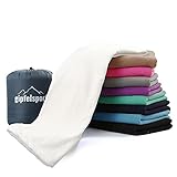 Mikrofaser Fleece Decke mit Schlafsackfunktion I Größe 185 x 150cm, 690 g I Microfaser Camping Deckenschlafsack I weiß