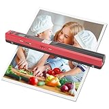 Tragbarer Scanner, 900 DPI, Fotoscanner, Tragbarer A4-Dokumentenscanner für Geschäftsfotos, Bildquittungen, Bücher, Auswahl des JPEG/PDF-Formats (Rot)