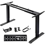 HUANUO Höhenverstellbarer Schreibtisch Gestell mit 2 starken Motoren, T-förmige Schreibtisch Gestell Höhenverstellbar aus Stahl in Automobilklasse,max. 228x80cm,Super Belastung 120KG