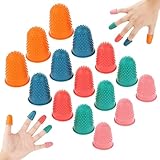 DSLSQD 15stk Gummi Fingerspitzen,Gummi Fingerhüte Silikon Fingerschutz Fingerkappen Zählfinger Fingerkissen Griffe,Wiederver,für Geldzählen Schreiben Sortieren Heißklebe Blattwender Sportspiele-5Größe