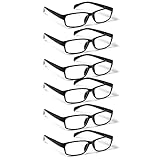 COJWIS Lesebrille 6 Pack herren und Damen Qualität Feder Scharnier Blaulichtfilter Leser Brille(6 Schwarz, 2.50)